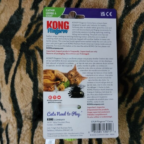 Kong Cat Flingaroo Crow luvs Corn w/ Catnip New! - Picture 3 of 3